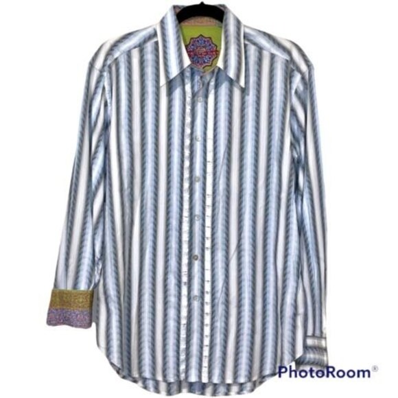 Robert Graham Men Maca Bana Button Down Shirt Flip Cuff Large GUC - Picture 2 of 6